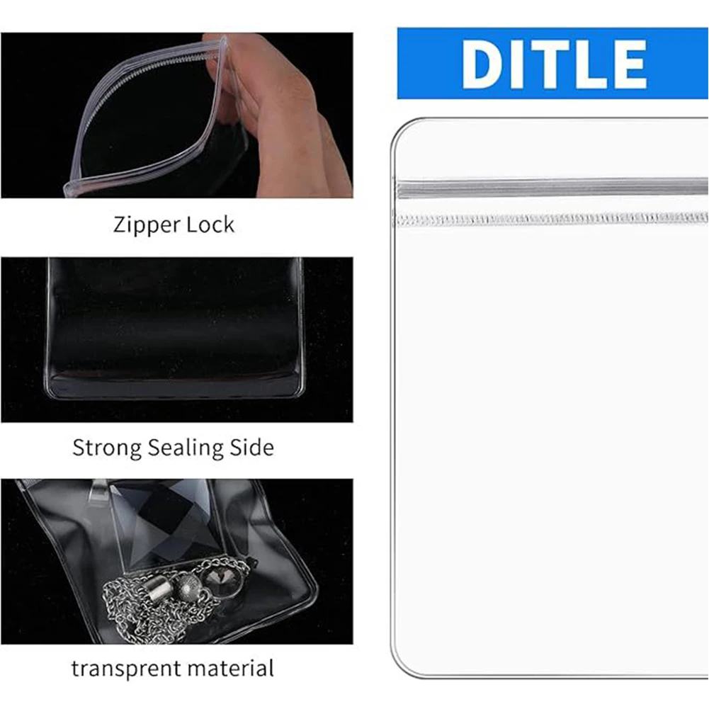60 шт. сумки для ювелирных изделий прозрачные пластиковые многоразовые с толстым