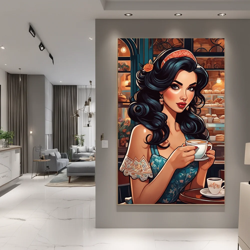 

5D Diamond Painting Embroidery Cross Stisch Girl And Coffee Diamond Painting Kits Home Decor Masterful Gift Colorful Picture