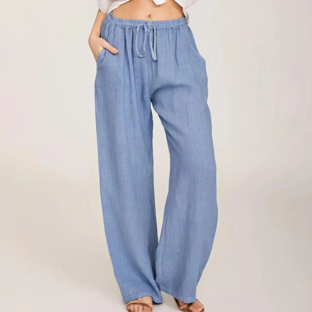 

Light Casual Solid Color Women Trousers Draped Long Trousers Loose for Sports