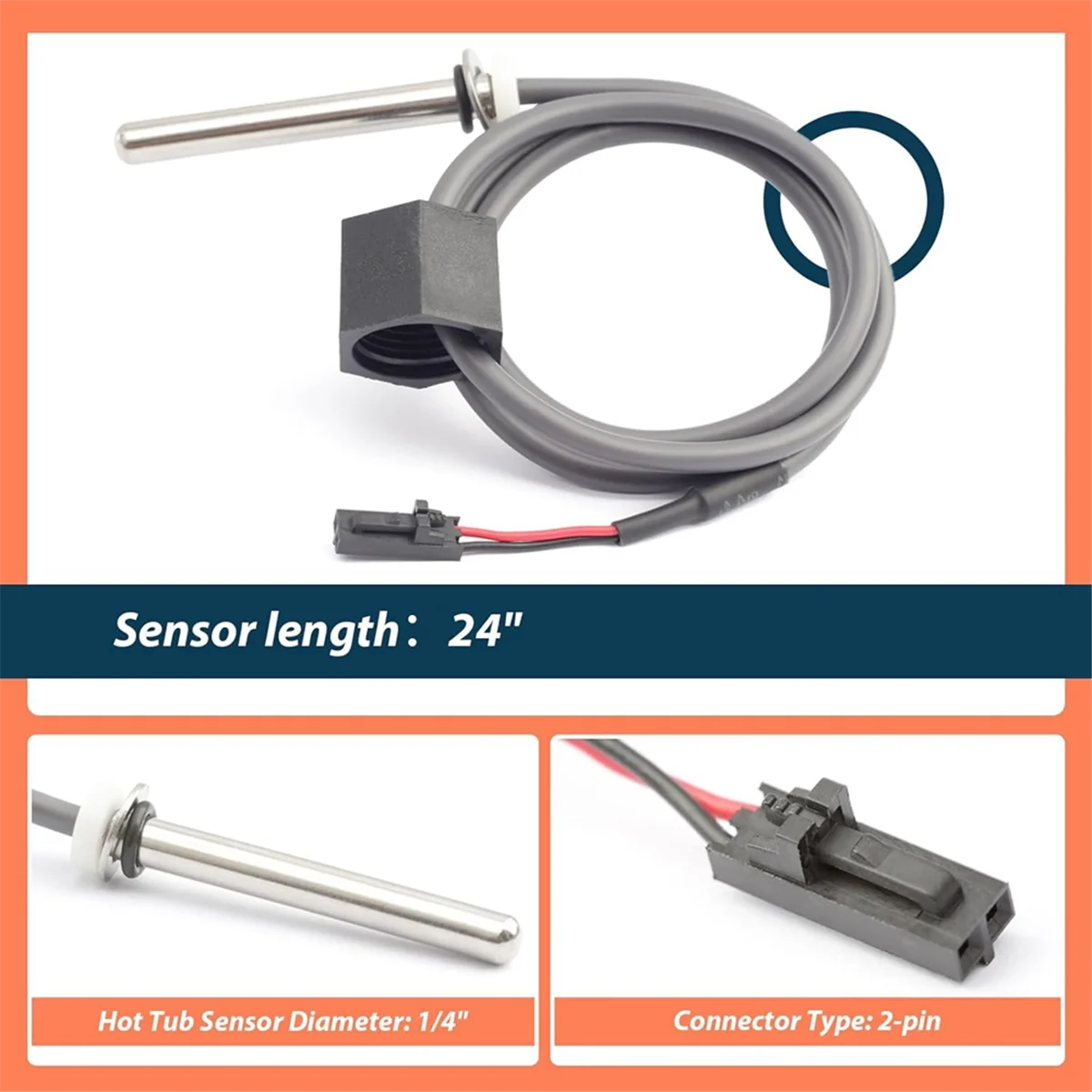 Hot Tub Sensor for Balboa Spa Heater M7 System with 24inch Cable Temp/High Limit Replaces 30042 30382