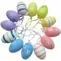 12pcs plastic easter eggs decorations colorful painted easter eggs hanging ornaments for diy crafts home decor kids gift