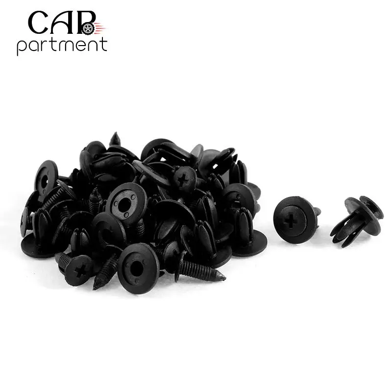 

6mm Fasteners Black Cars Lined Cover 50pcs Durable Auto Fasteners Retainer Push Pin Clips Universal Car Bumper Fender