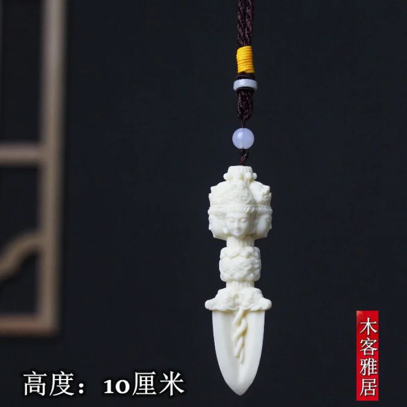 

Ivory Nut Vajra Pendant Necklace Head Monster Subduing Club Dharma-Vessel Hand Pieces Pendant Crafts Four-Sided Buddha Six Words