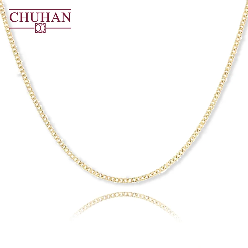 

CHUHAN Real 18K Gold Cuban Choker Necklace AU750 Strong Gloss and Good Texture Clavicle Chain Luxury Jewelry for Women
