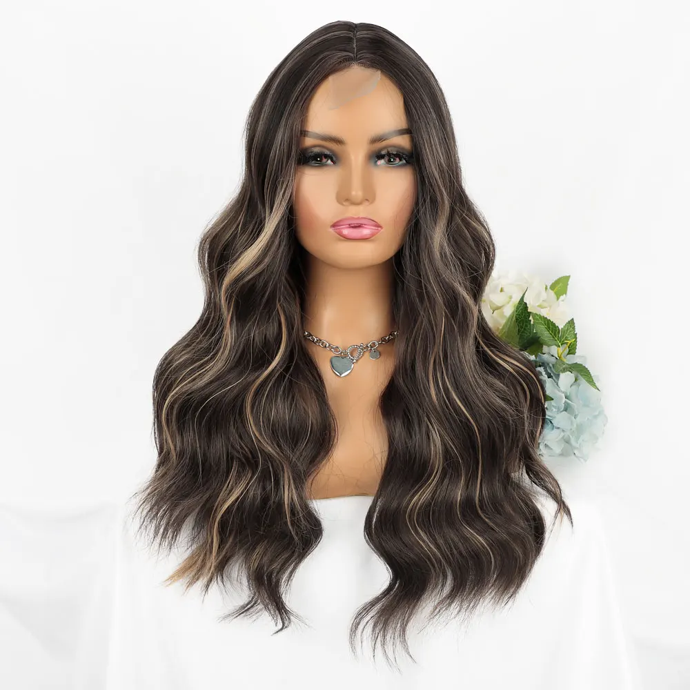 

Синтетический смешанный парик AISI HAIR, коричневый и светлый парик, длинные волнистые парики средней длины для женщин, термостойкие Натуральные Искусственные волосы