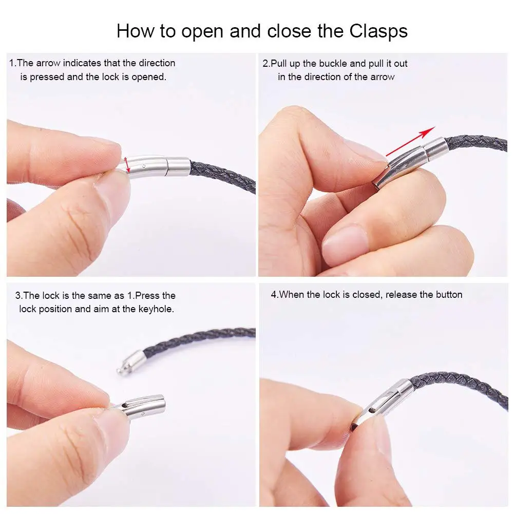 10 комплектов застежки-Концевики из нержавеющей стали 4 мм 5