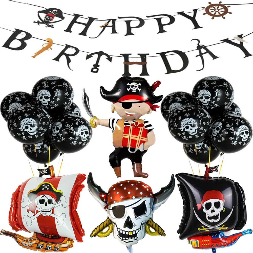 Воздушные шары из фольги в виде пиратского корабля |