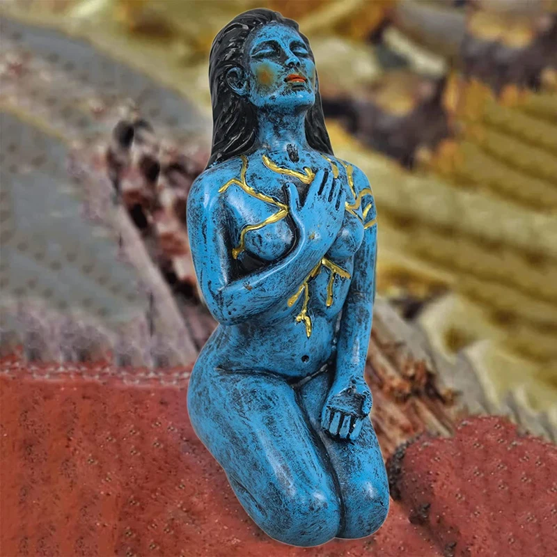 

Goddess of Healing Sculpture Healing Series Kneeling Self-Love Ghost Goddess Sculpture Decor Hand-Painted Resin Statue