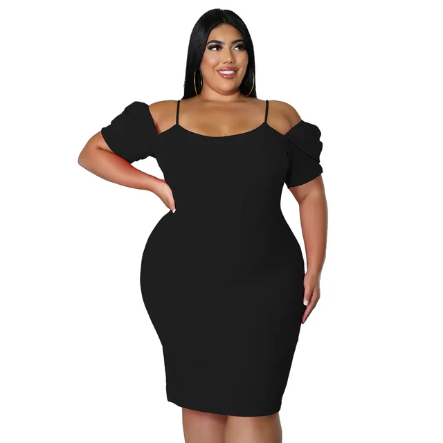 FS Plus Size Women Clothing Bodycon Dresses Solid Color Off-The-Shoulder  Short Sleeve Summer Large Size Womens Sheath Dress 2022 - купить по  выгодной цене | AliExpress