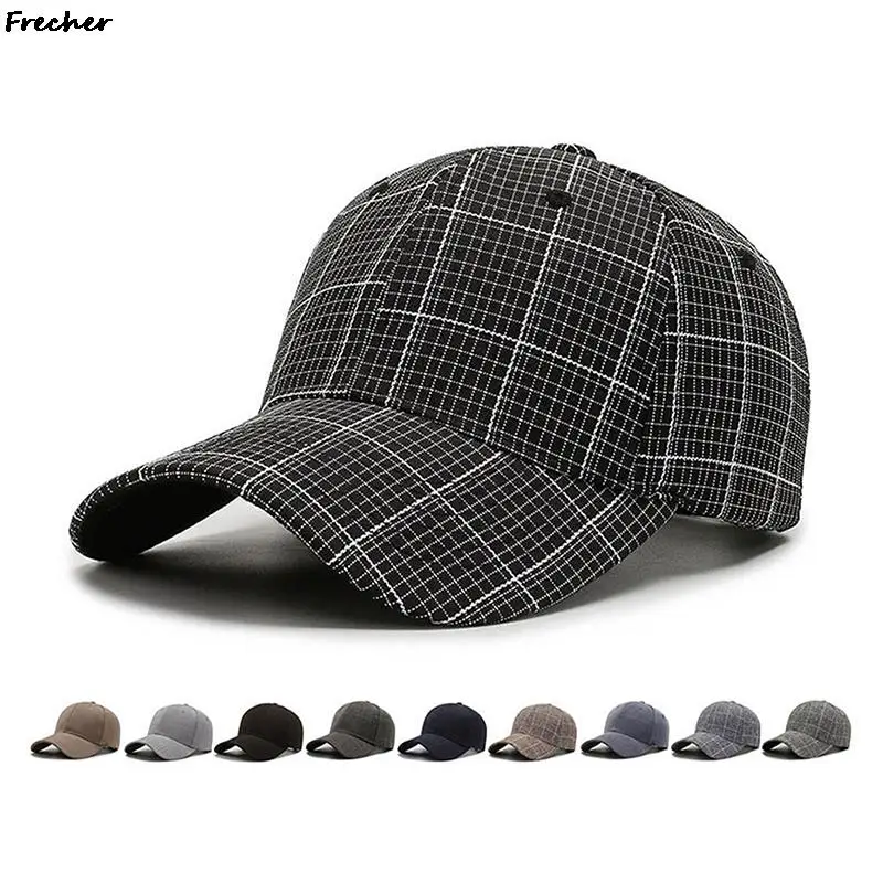 

Men's Winter Hat Baseball Cap Snapback Vintage Plaid Lattice Retro Men Women Golf cap Warmth Thin Woolen Sun Hat gorras hombre