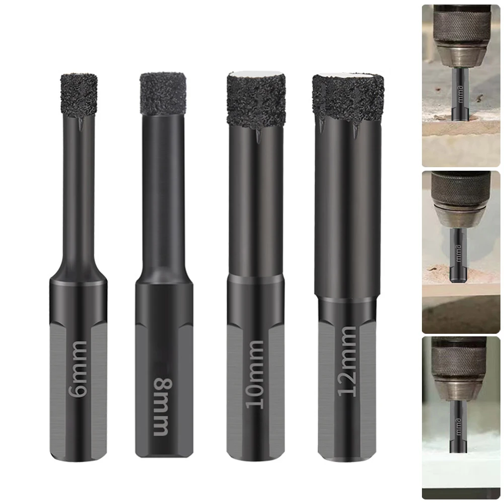 

1/2/3/4PCS Diamond Drills Tile Dry Drill Bit 6-12MM For Granite Marble Granite Porcelain Vitrified Tiles Stoneware Hole Opener