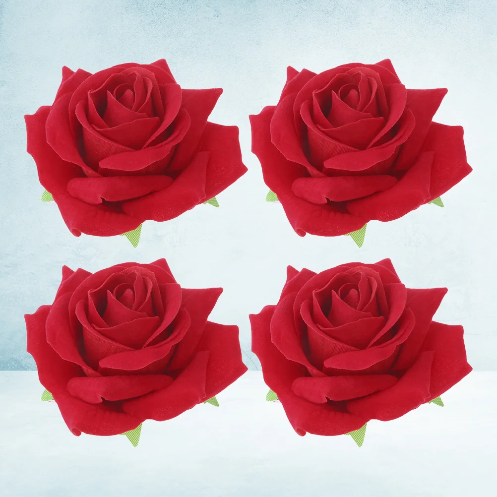 

4 Pcs Hair Accessories Girls Flower Simulation Hairpin Rose Cloth Brooch Roses Vacation