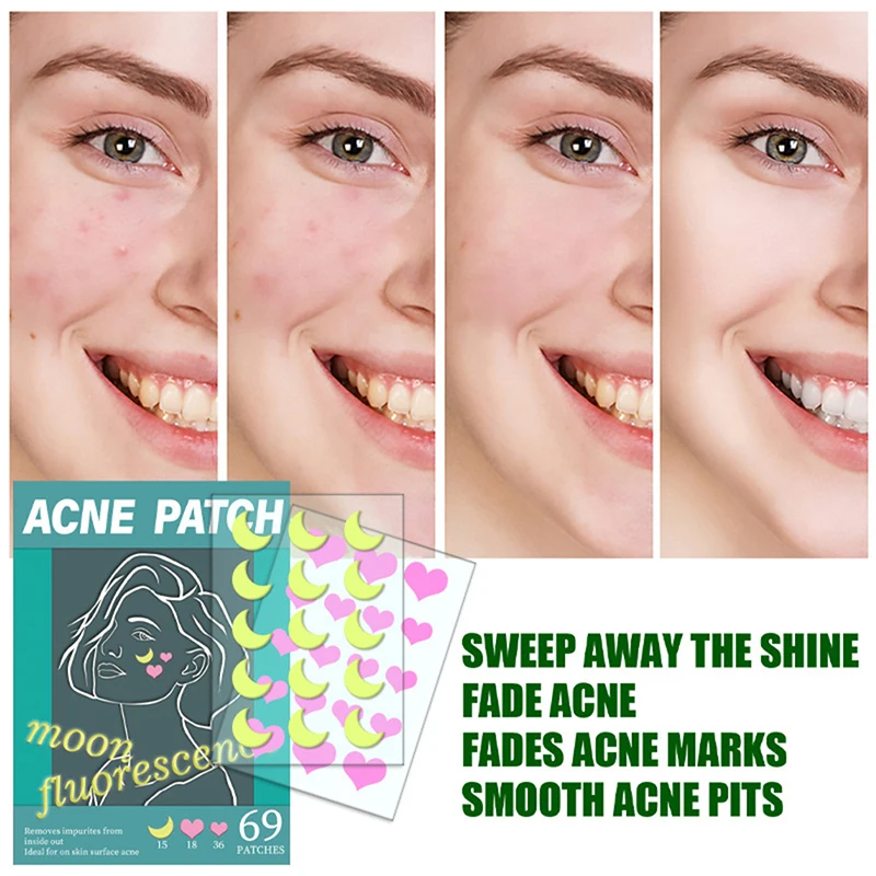 

69 шт., флуоресцентные невидимые пластыри от прыщей