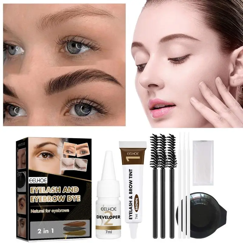 

Eyelash Eyebrow Dye Tint Gel Waterproof Long-lasting Mascara Brow Lashes Comb Brush Eye Brow Mascara Cream Brush Kit