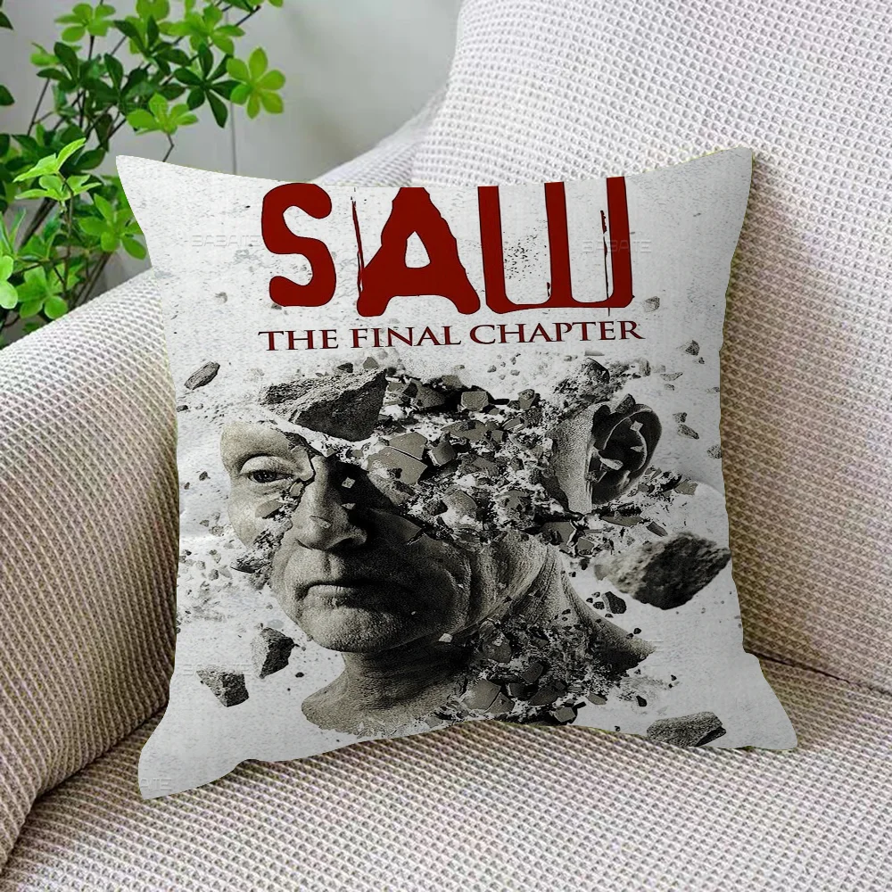 Horror Movie Saw Pillow Covers Cartoon Sofa Decorative Home Double-sided Printing Short Plush Cute Cushion Cover