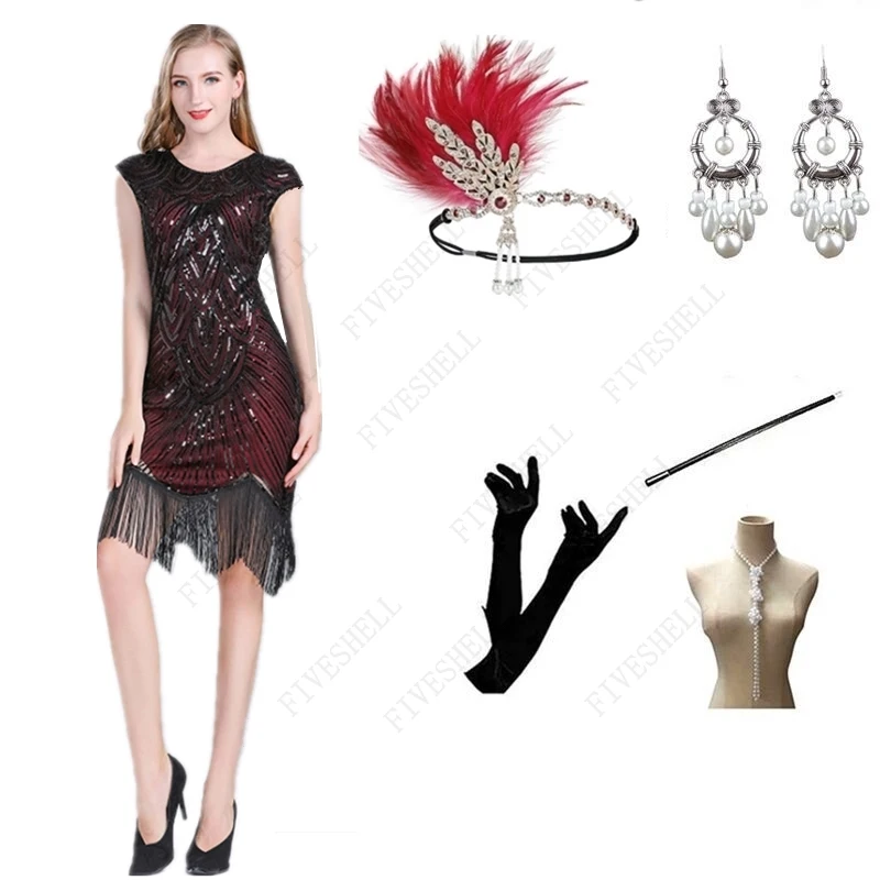 

2023 Gatsby Tassel Hand-woven 1920S Sequins Vintage European And American Movie Dress