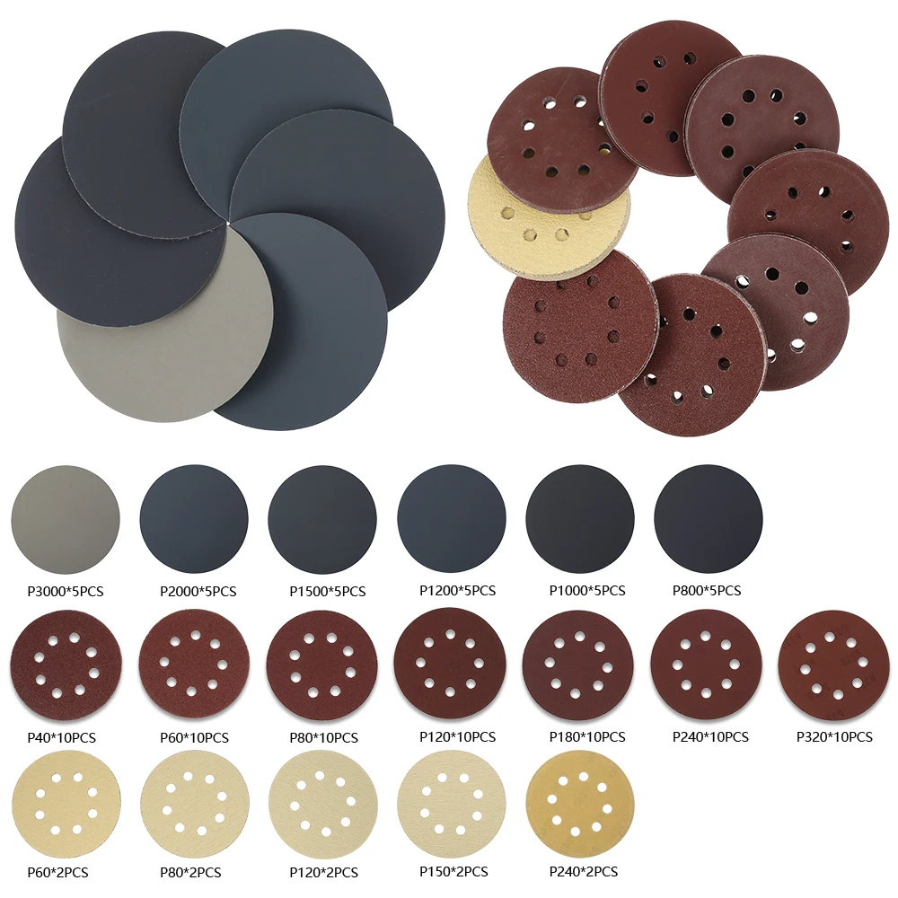 

5 дюймов 8 отверстий шлифовальные диски 125 мм круглые шлифовальные подушечки 40-320 песок древесные Металлические тормозные колодки для дисков...