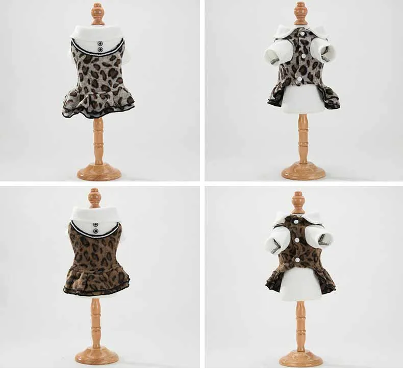 

Модное зимнее платье с леопардовым принтом для собак и щенков