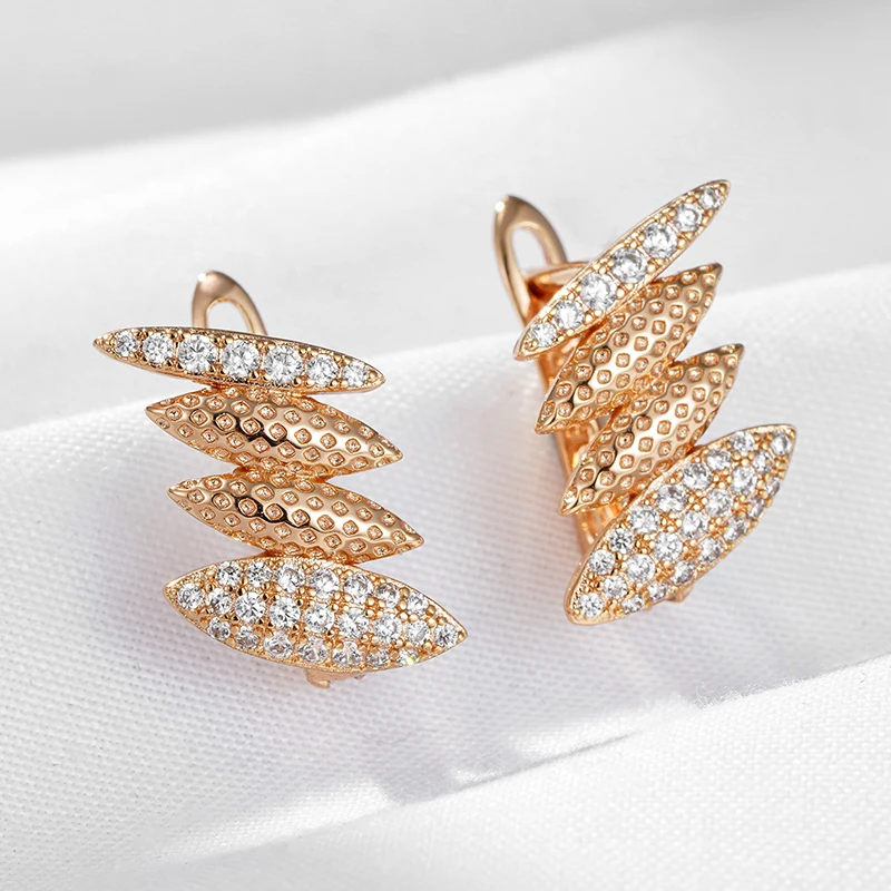 

Необычные геометрические английские серьги Wbmqda цвета розового золота 585 пробы для женщин с естественным цирконием Современные стильные модные изящные ювелирные изделия