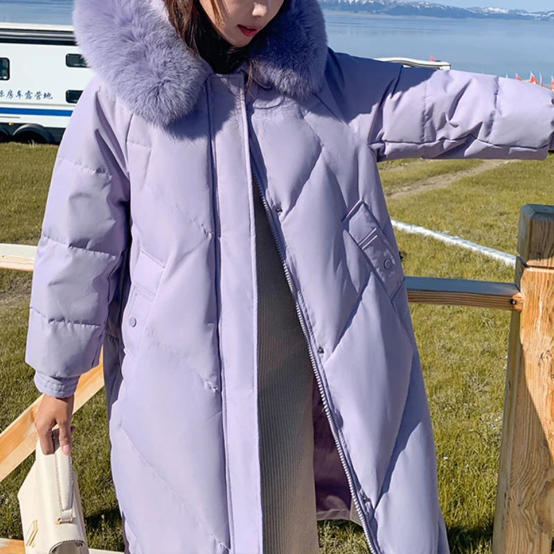 Winter 2022 New Korean Women's Long Cotton-padded Jacket Version of Ins Loose and Thick Over-the-knee Down Cotton-padded Jacket