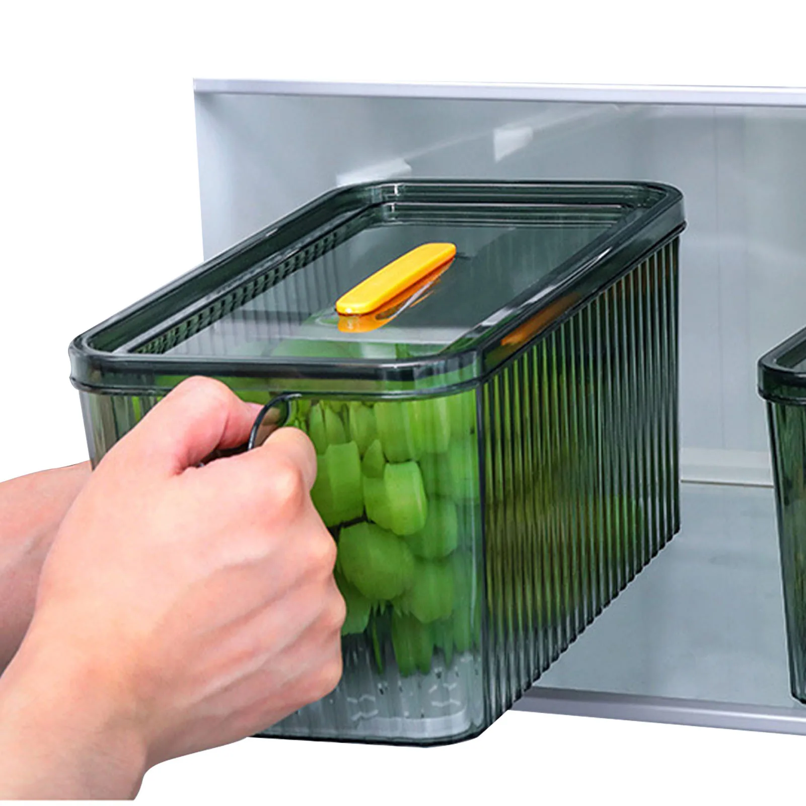 

Refrigerator Organizer Bins Clear Fruit Food Jars Storage Box Food Storage Vegetable Organizer Box With Handle Lid, Kitchen Box
