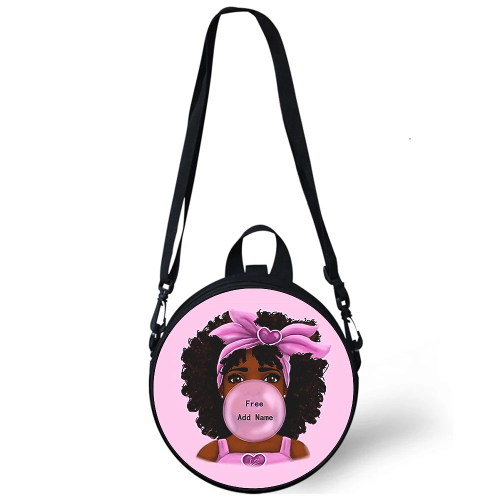Black girl painting Pretty Child kindergarten Bag 3D Print Crossbody Shoulder Bags School Women Mini Round Bagpacks Rugtas Bag