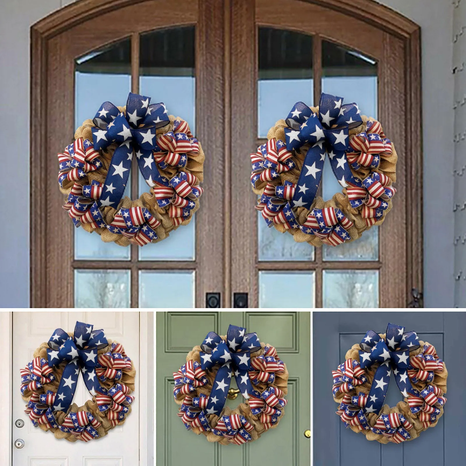 

4th Of July Wreath Memorial Day Wreath Front Door Patriotic Wreath 4th Of July Wreath Patriotic Decoration Orchid Wreath