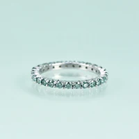 GEM'S BEAUTY 2mm Green Moissanite Or Diamond HPHT D VVS1 Round Cut 18K White Gold 925 Silver Ring Jewelry Woman Girlfriend Gift