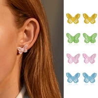 ins cute hollow butterfly earrings simple color earings girls accessories