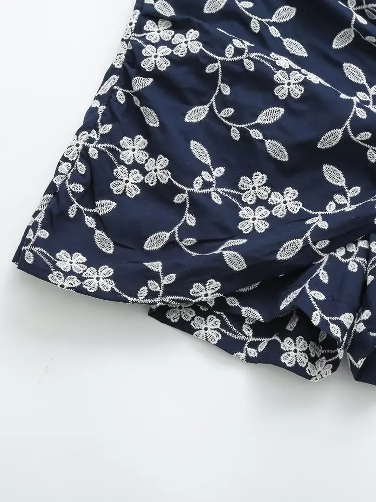 Dave&Di French Country Casual Cotton Embroidery Fashion Shorts for Women  Ladies Harem Bermuda