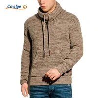 covrlge mens autumn winter new drawstring stand up collar knitted long sleeve slim fit sweater for men trend pocket male mzm160