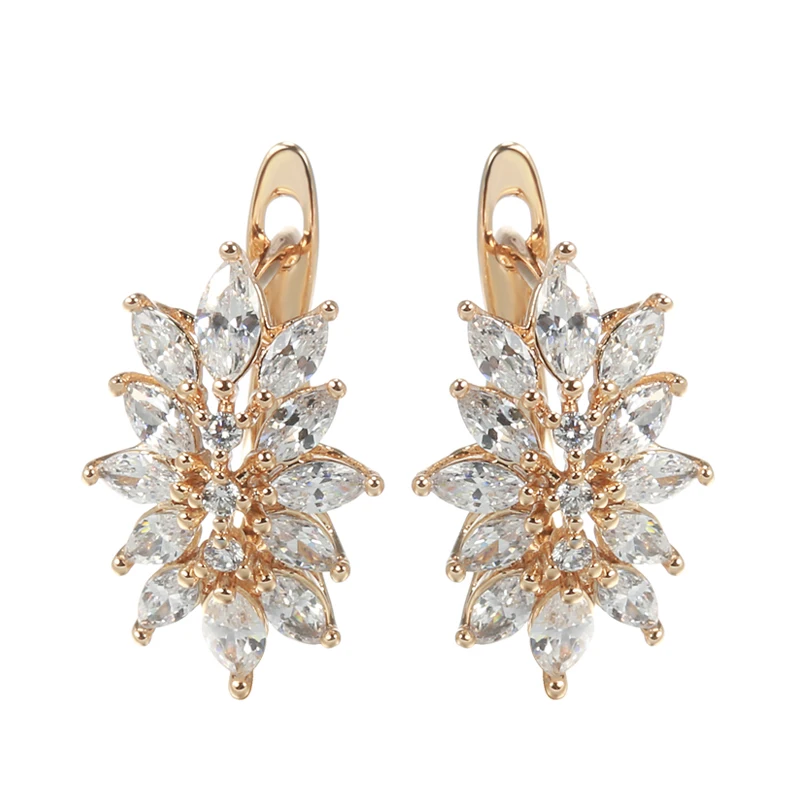 Wbmqda Роскошные серьги-подвески из натурального циркона для женщин 585 цвета