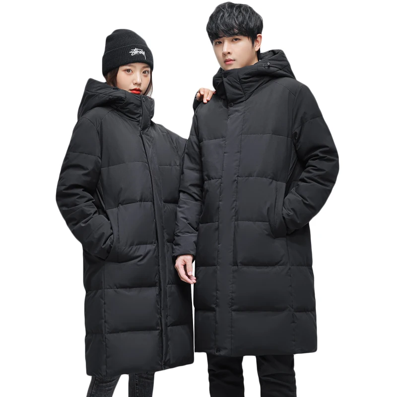 2022 Brand Winter Long Jacket Men Women Couples Warm Hooded Korean Cotton Padded Winter Coats Hooded Men Parkas Windbreaker