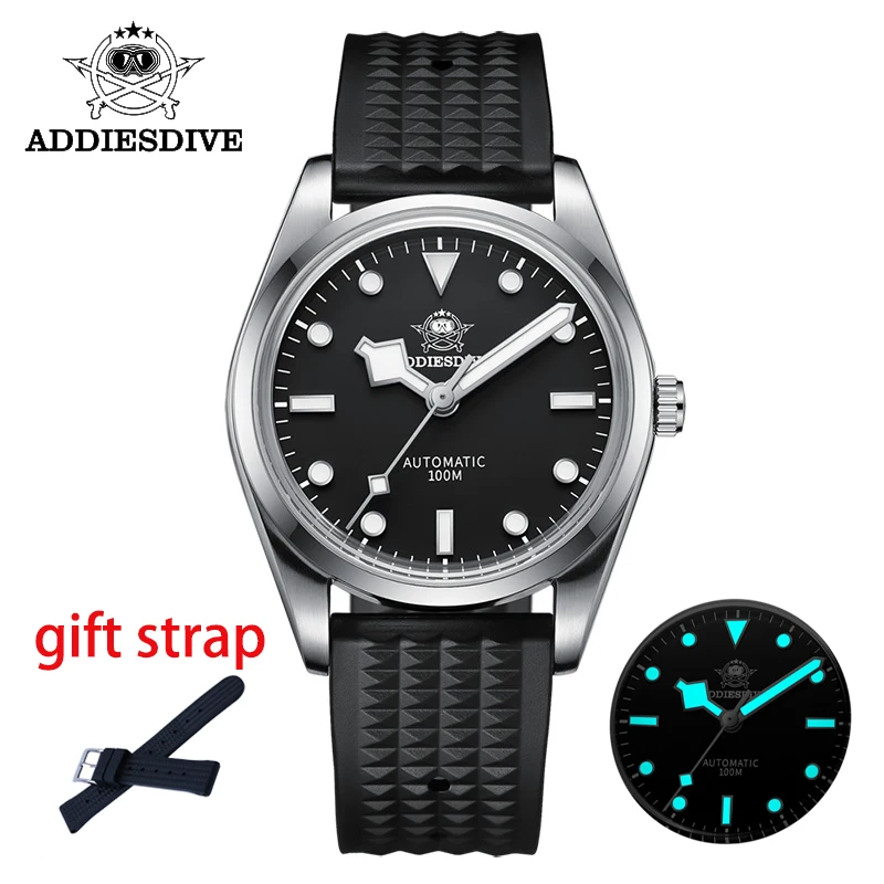 

ADDIESDIVE New Pilot Men Watch Mechanical Watches Dirver 10Bar Sapphire Blue Luminous Wristwatch 316L steel Automatic Watches