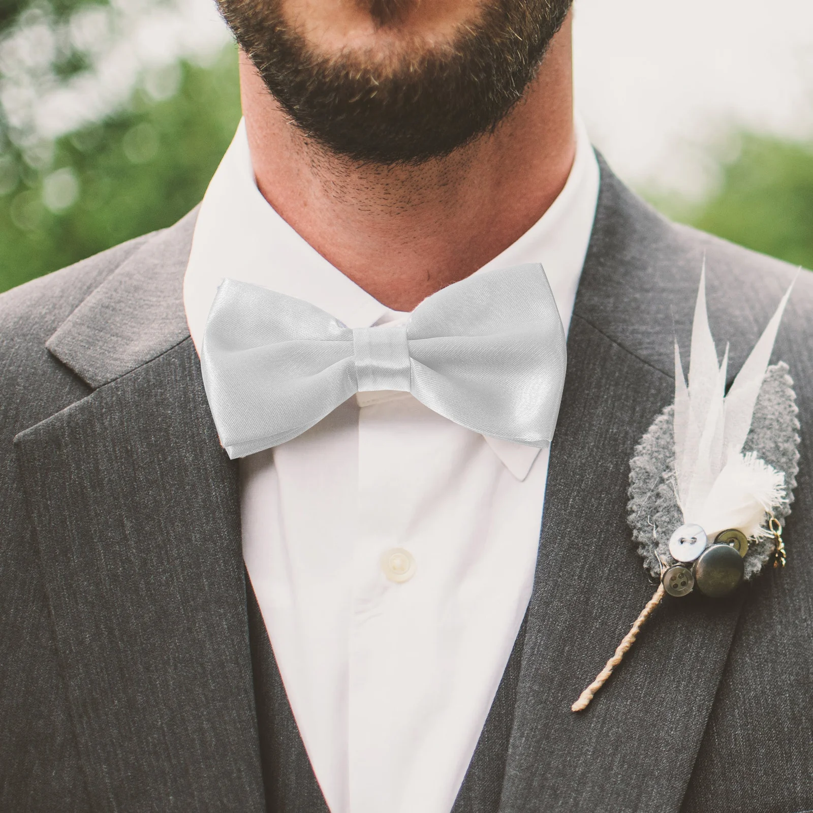 

Three Piece Suit Man While Belt Tuxedo Cummerbund Satin Men's Stain Handkerchief