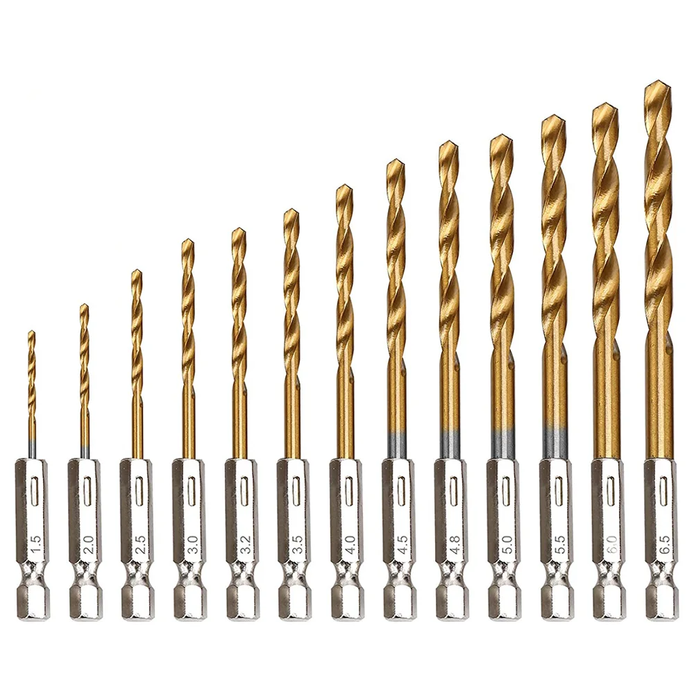 

Набор сверл JIXIU 13 шт., 1,5-6,5 мм, титановое покрытие