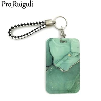 colorful marble lanyard credit card id holder bag student women travel card cover badge car keychain decorations