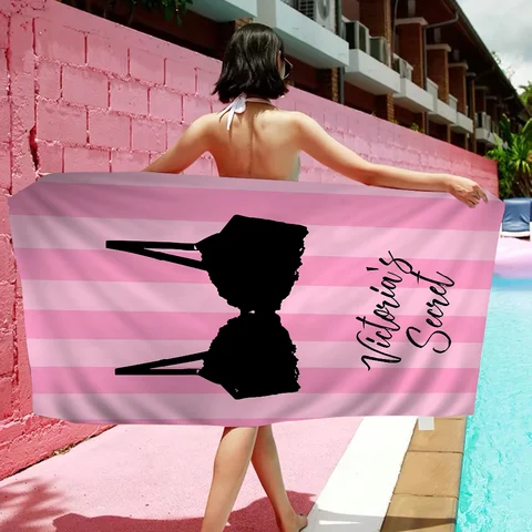 Розовое полотенце V-Victorias S-Secret, пляжное полотенце из микрофибры, абсорбирующее быстросохнущее мягкое полотенце для йоги, плавания, курорта, альпинизма