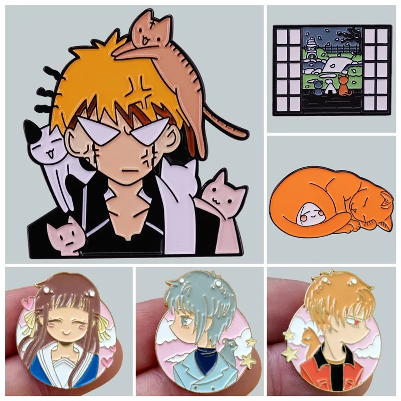 

Fruits Basket KYO TOHRU YUKI Enamel Brooch Pin Brooches Lapel Pins Badge Exquisite Denim Jacket Jewelry Accessories Fashion Gift