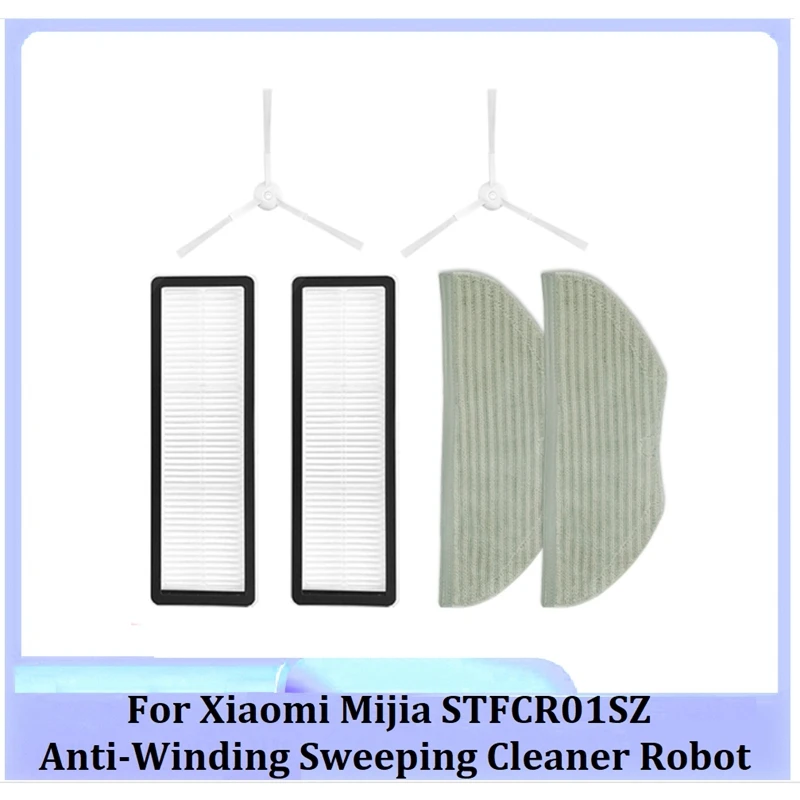 

6Pcs Replacemnet Parts For Mijia Anti-Winding Sweeping And Dragging Robot STFCR01SZ Vacuum Mop Cloth Side Brush Filter
