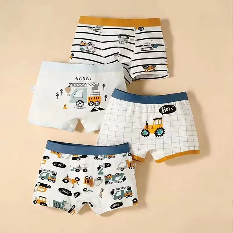 4Pcs/Lot Boy Cotton Underwear Boxer Kids Children  Panties 2-12years