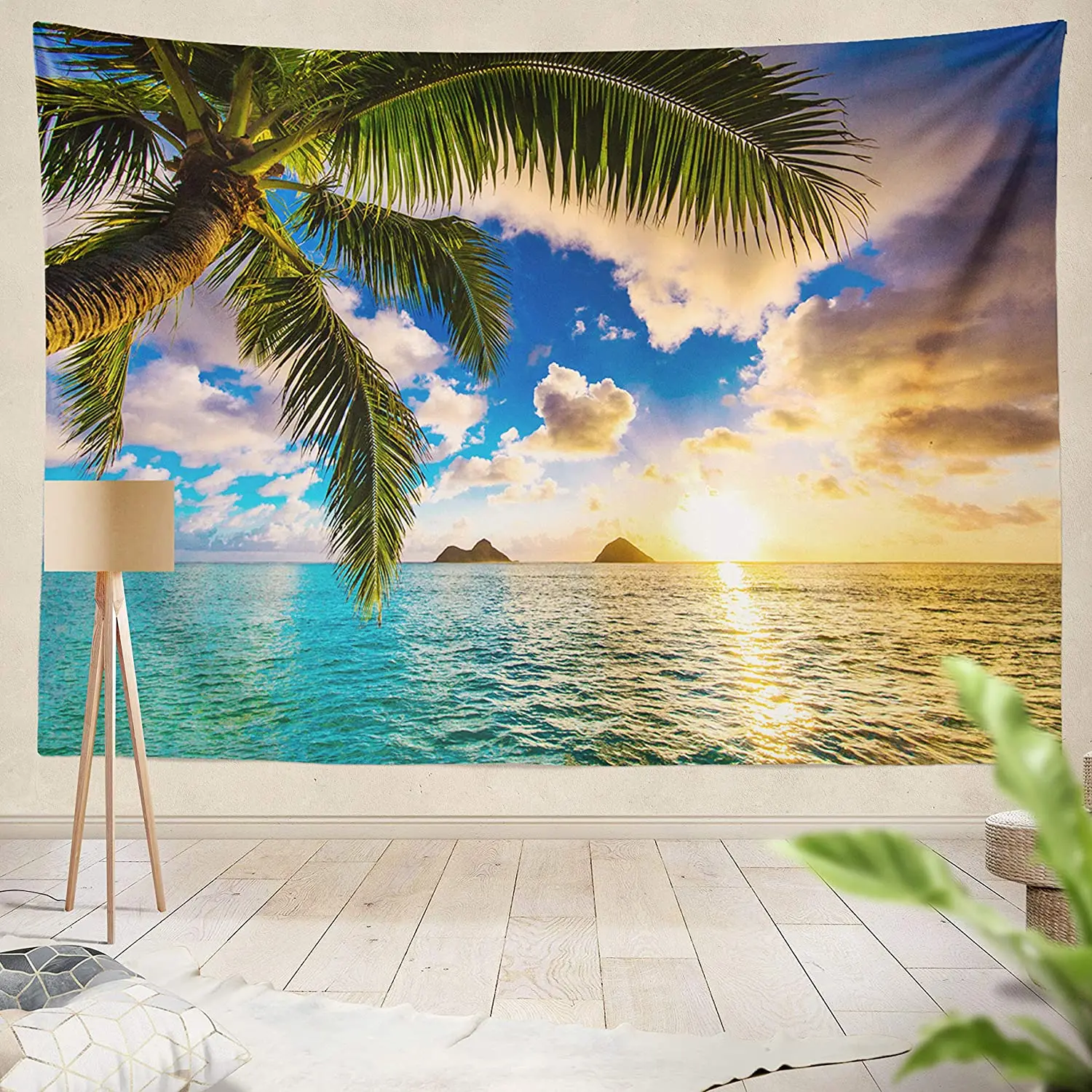 

Tapestry Decor Collection Beautiful Sunrise Hawaii Beach Sunset Ocean Art Aesthethic for Bedroom Dorm Wall Hanging Mat