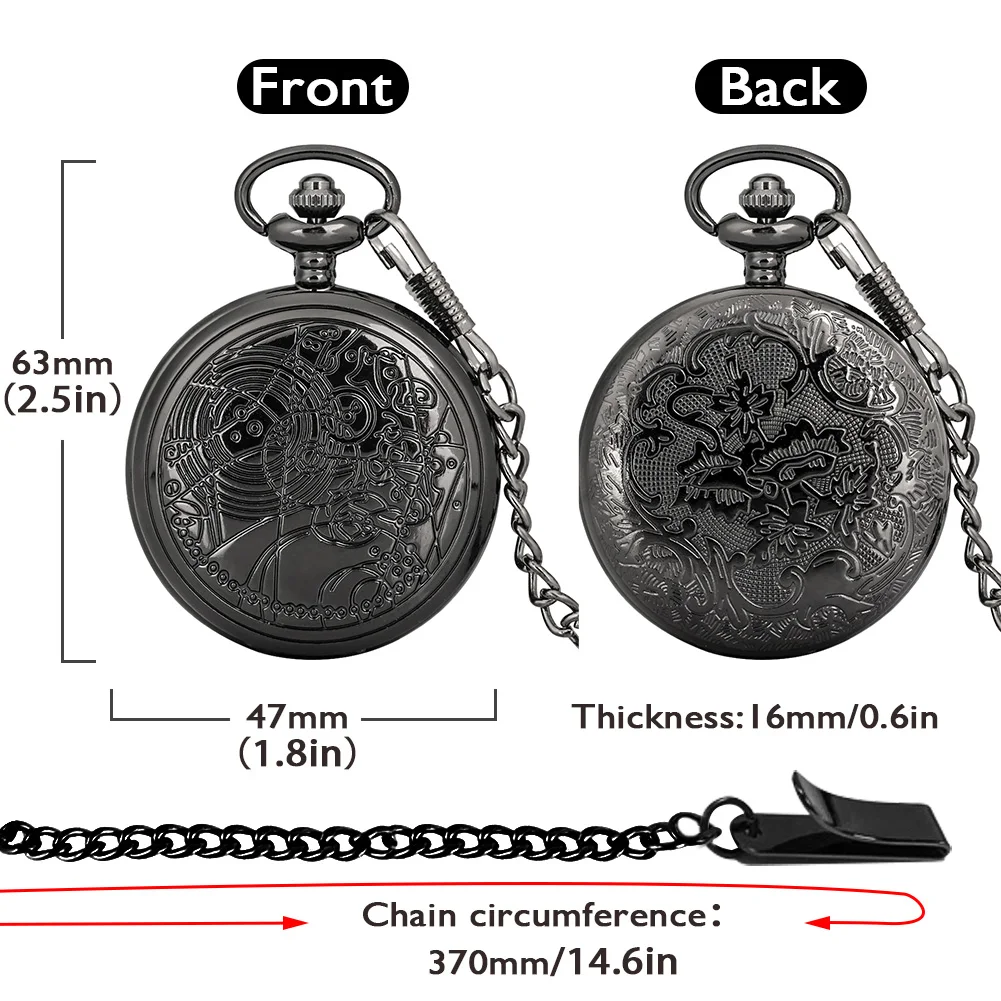 Часы мужские кварцевые с подвеской в античном стиле, карманные ретро-часы с циферблатом и римскими цифрами, чёрные и серебряные, подарок