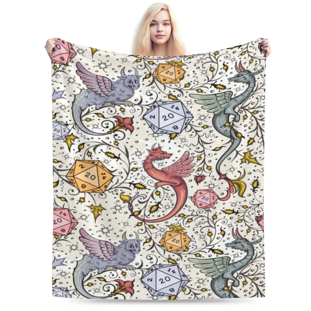 Винтажные кости в средневековом стиле с изображением дракона и D20 ультра-мягкое