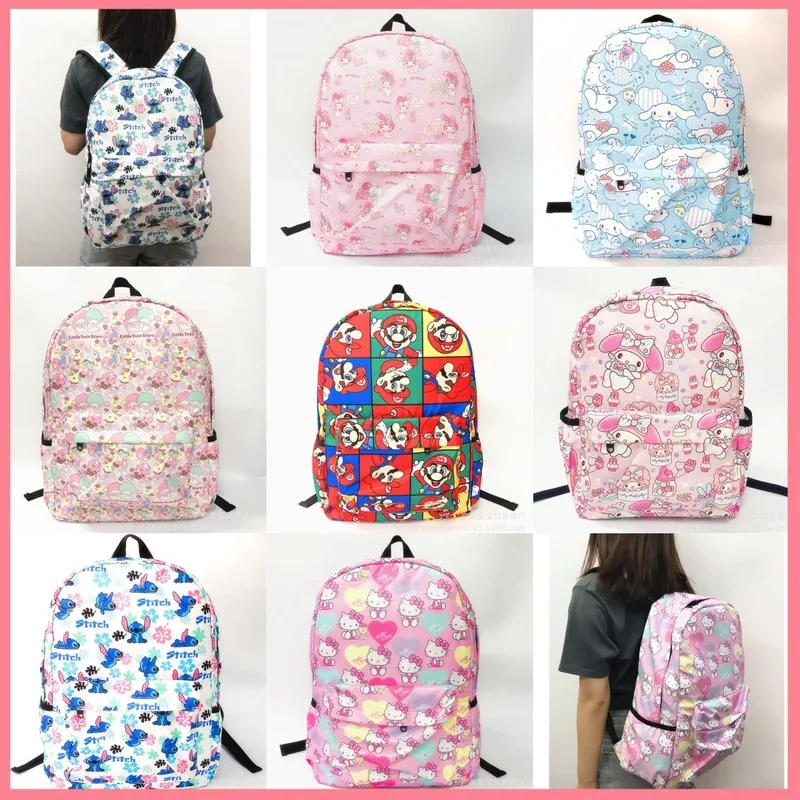 

Sanrio аниме My Melody Kuromi Cinnamoroll рюкзак, Студенческая сумка родитель-ребенок легкий Kawaii брезентовый Рюкзак для детей игрушки