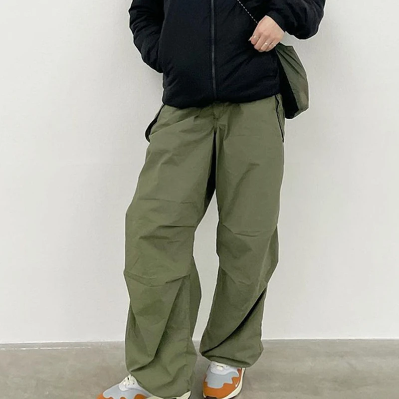 

hirigin Y2K Solid Baggy Trousers Pockets Straight Pants Streetwear Vintage Harajuku Fashion OL Joggers Casual Sweatpants 2022
