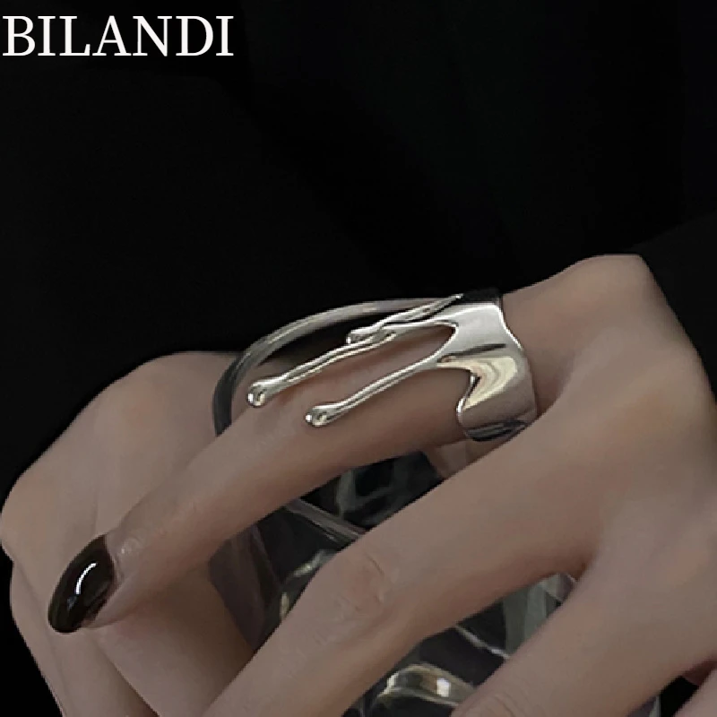 

Bilandi Modern Jewelry Geometric Finger Rings For Women Girl Gifts Hot Sale Metallic Silver Plated Women Rings For Party