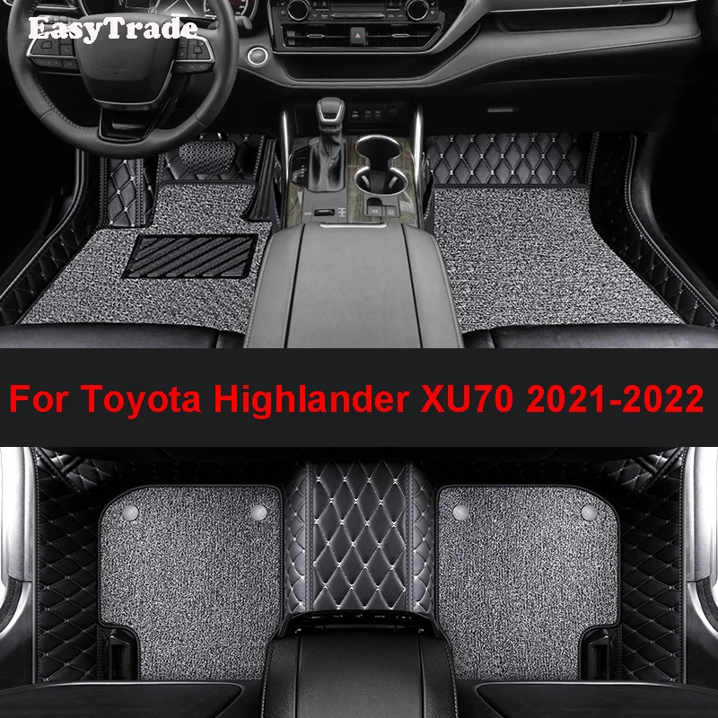 

For Toyota Highlander Kluger XU70 2021 2022 Interior Accessories Double Layer Car Floor Mats Footpads Carpet Rugs Foot Pad Cover