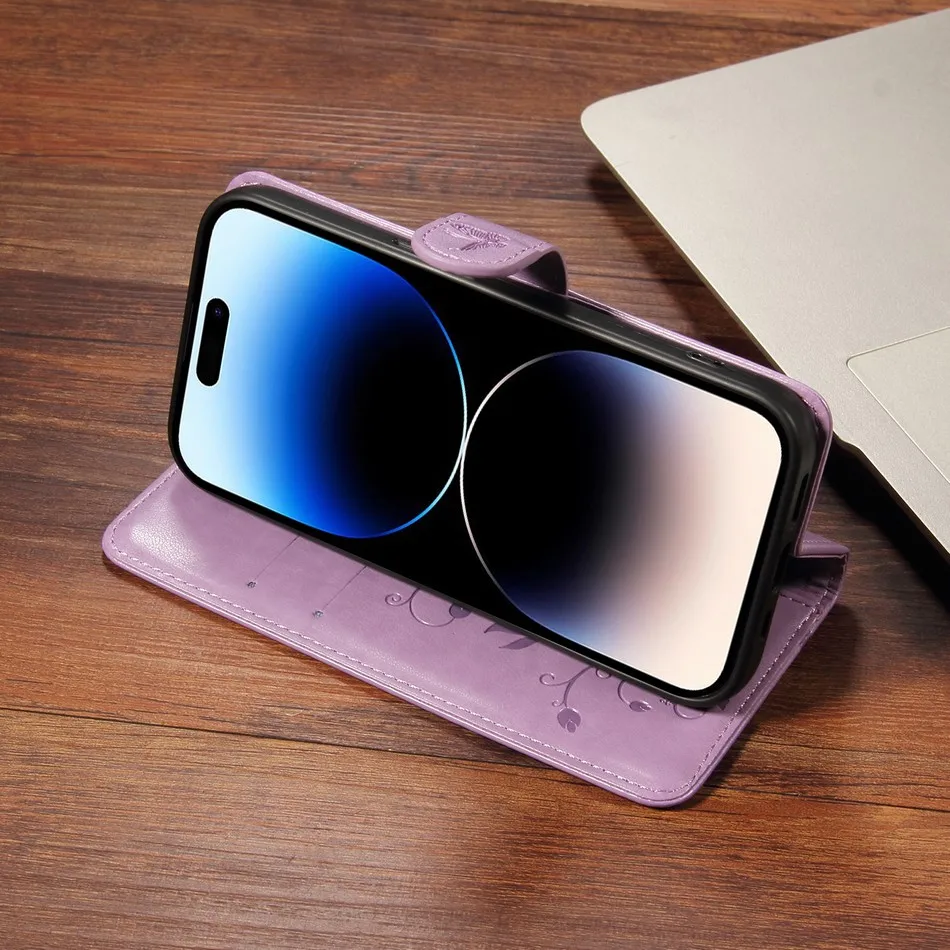 Роскошный женский чехол для Samsung Galaxy A20 A21 A10 A10S A12 A13 A14 A15 5G Flower Butterfly Wallet Stand Fundas # HKC