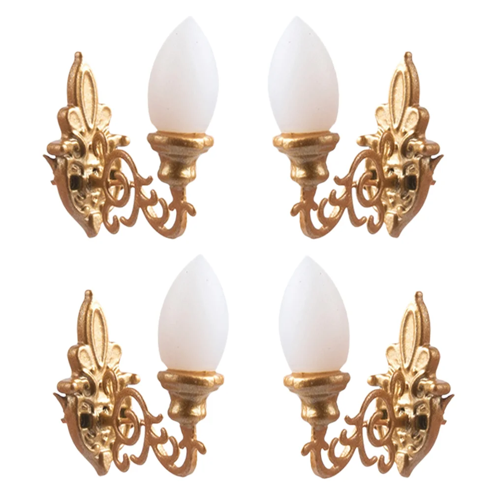 

4 Pcs Retro Table Lamp Dollhouse Wall Light Sand Building Materials Mini Luminous DIY Decor Landscape Lights Garden buildings